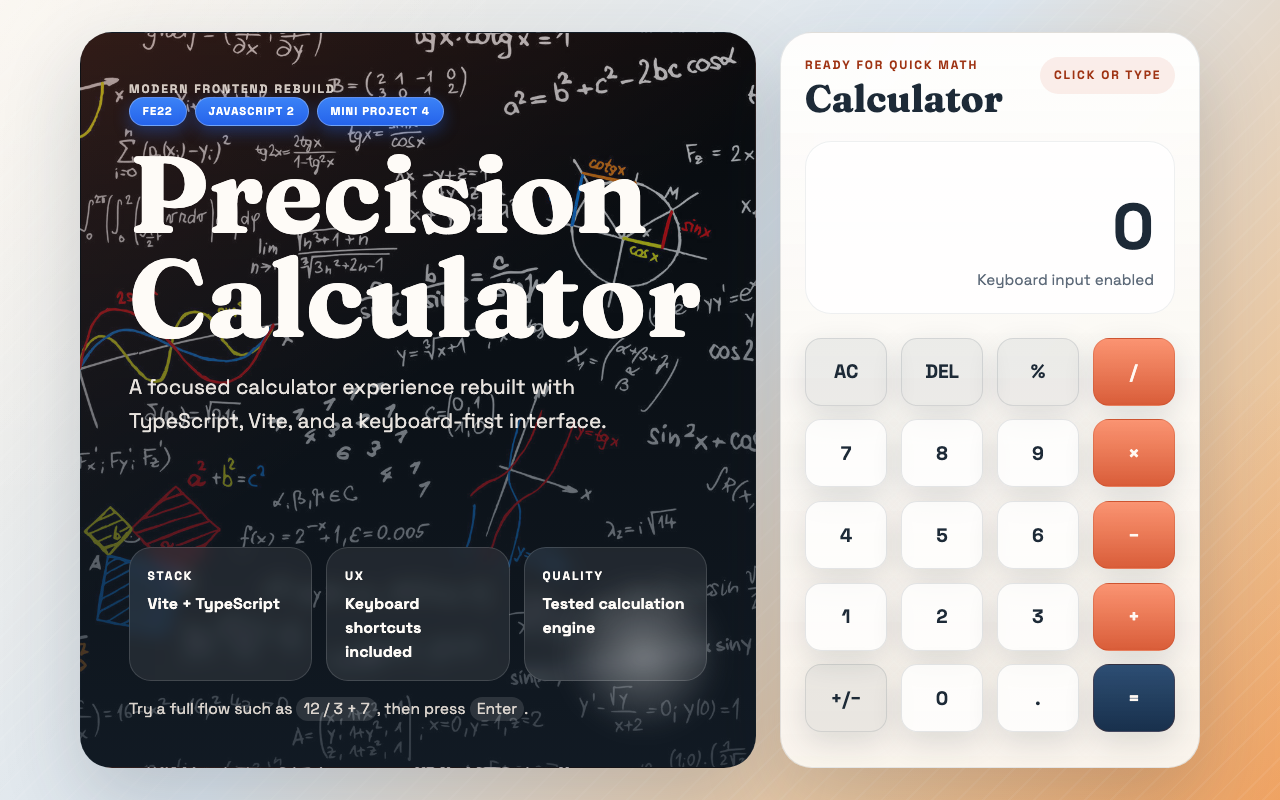 Calculator App — Desktop landing view