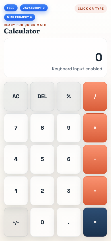 Calculator App — Mobile view