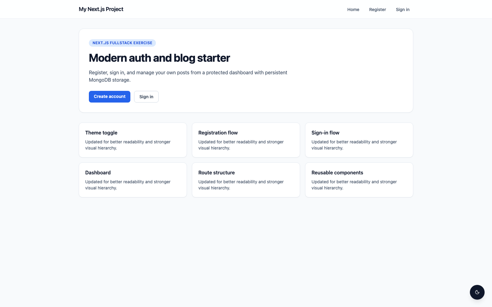 Next.js Auth Blog (Modernized) — Project overview
